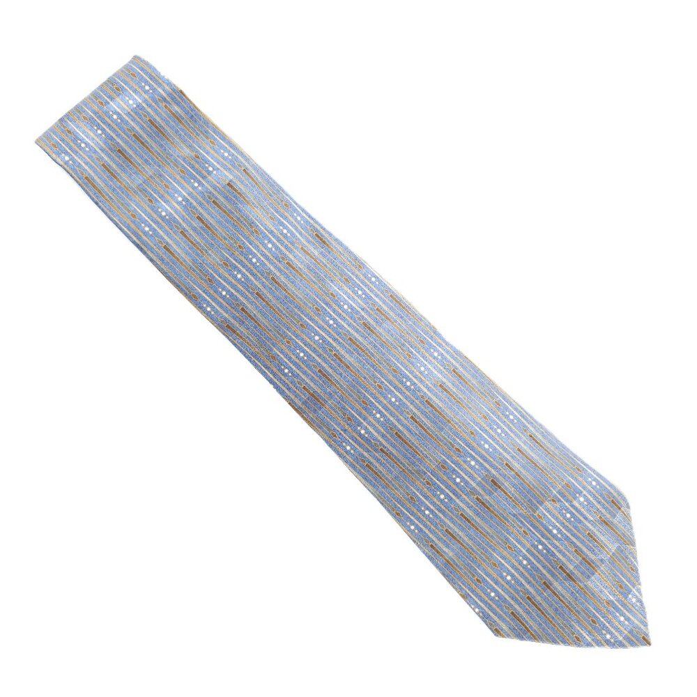Park Avenue Men Necktie All Silk Geometric Blue Gray Tan 59x4 - NWOT - Italy